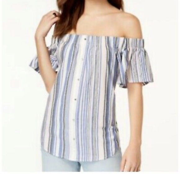 NWT Seven Sisters Striped Off-The-Shoulder Top - Picture 13 of 13